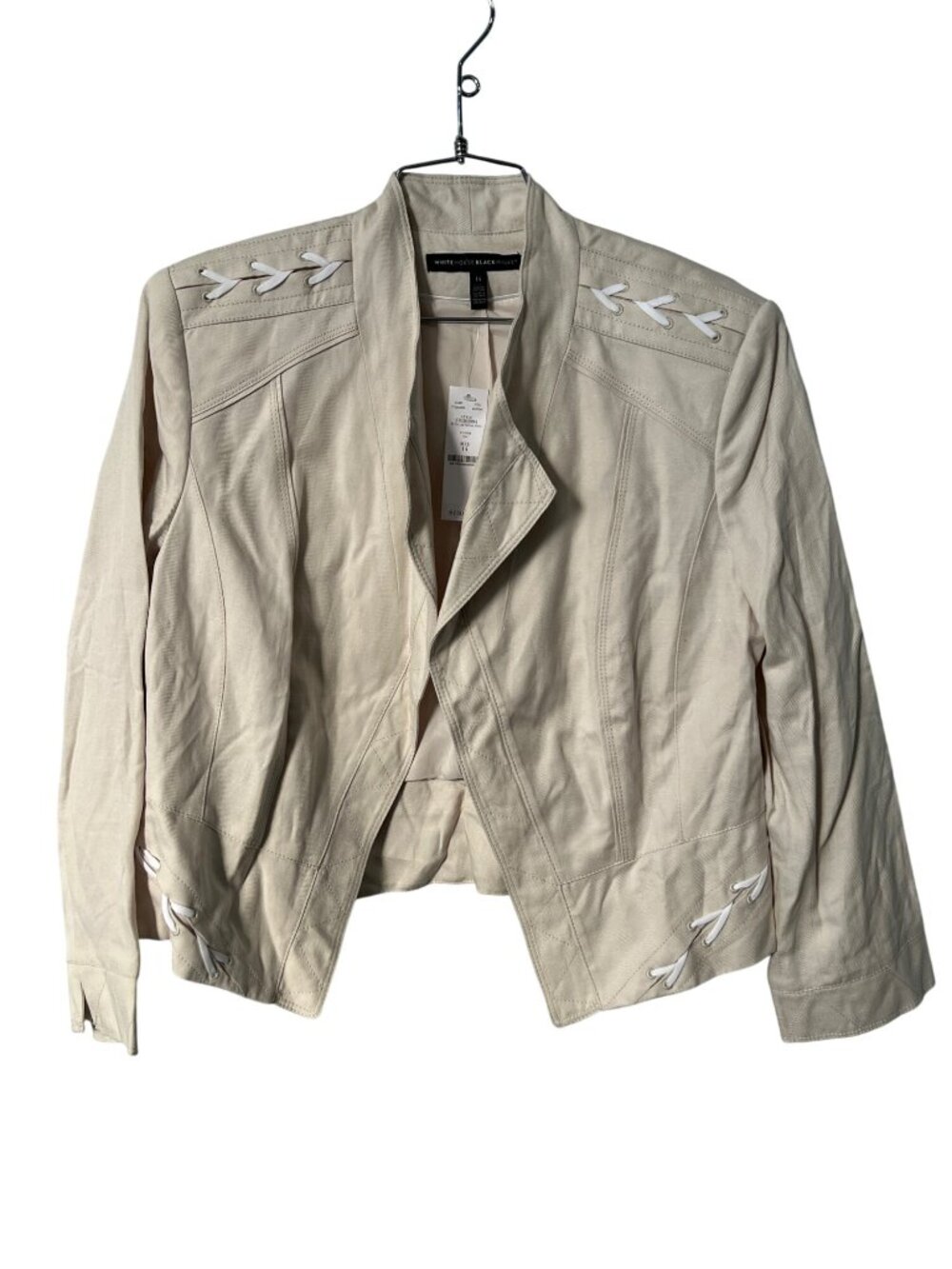 White House Black Market Moto Jacket Size 14 Las Palmas Lined Beige Career NEW